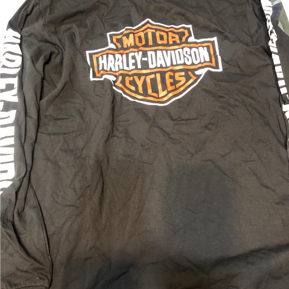 Harley-Davidson Black Long Sleeve Tee with Orange Logo